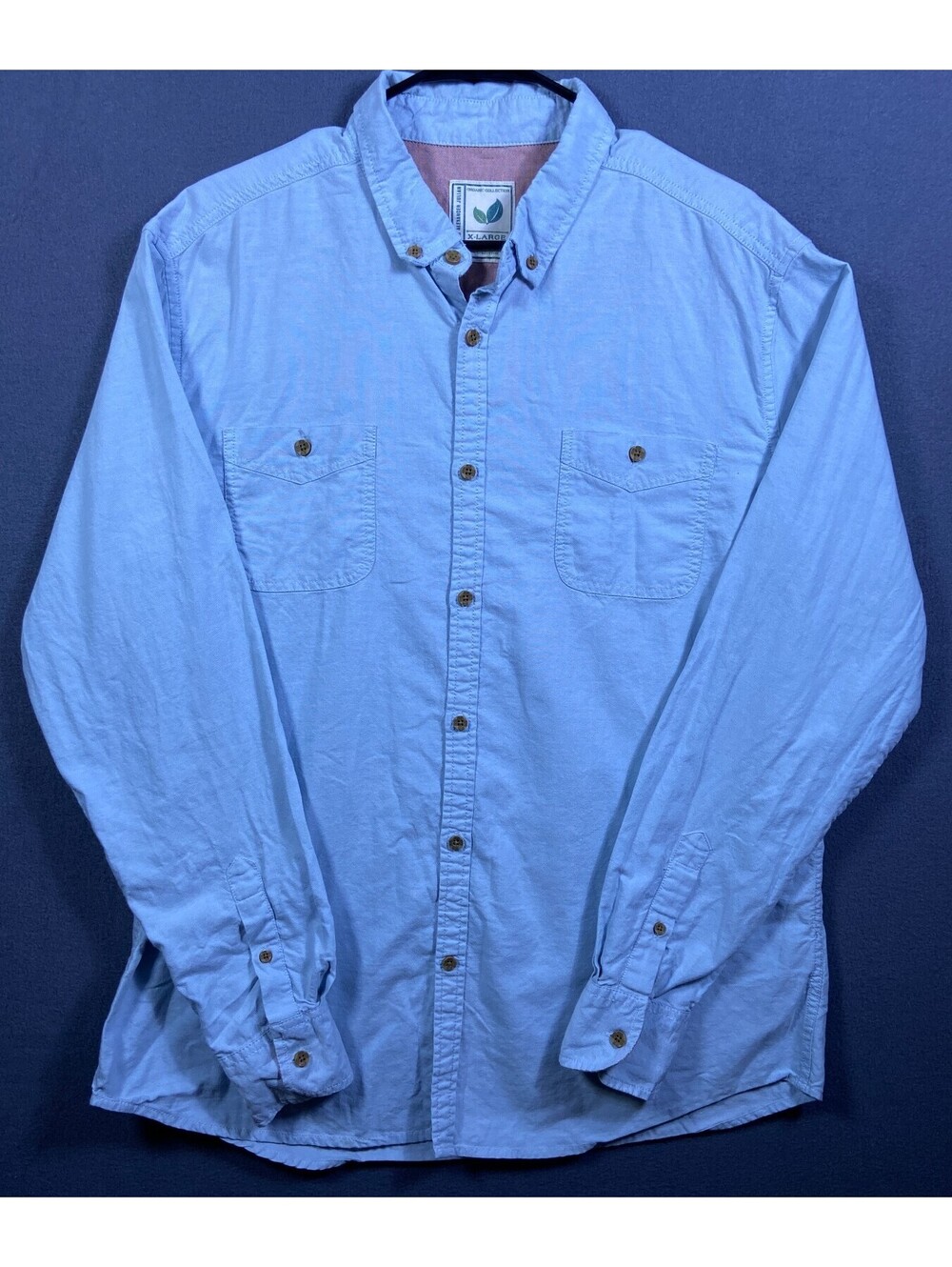 Colours Alexander Julian Shirt Stretch Light Blue Button XL Organic Cotton Blend
